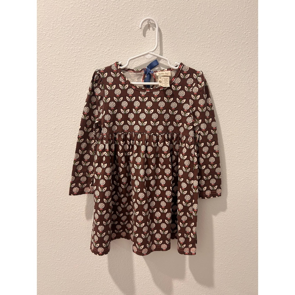 Matilda Jane Girls Brown Floral Dandelion Print Long Sleeve Dress Size 4
